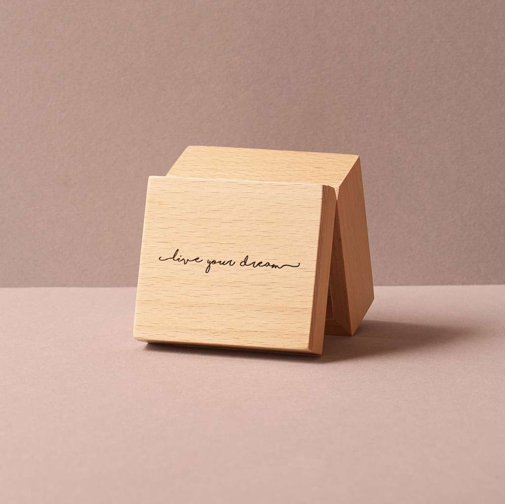 Caja musical de madera de haya Live your dream