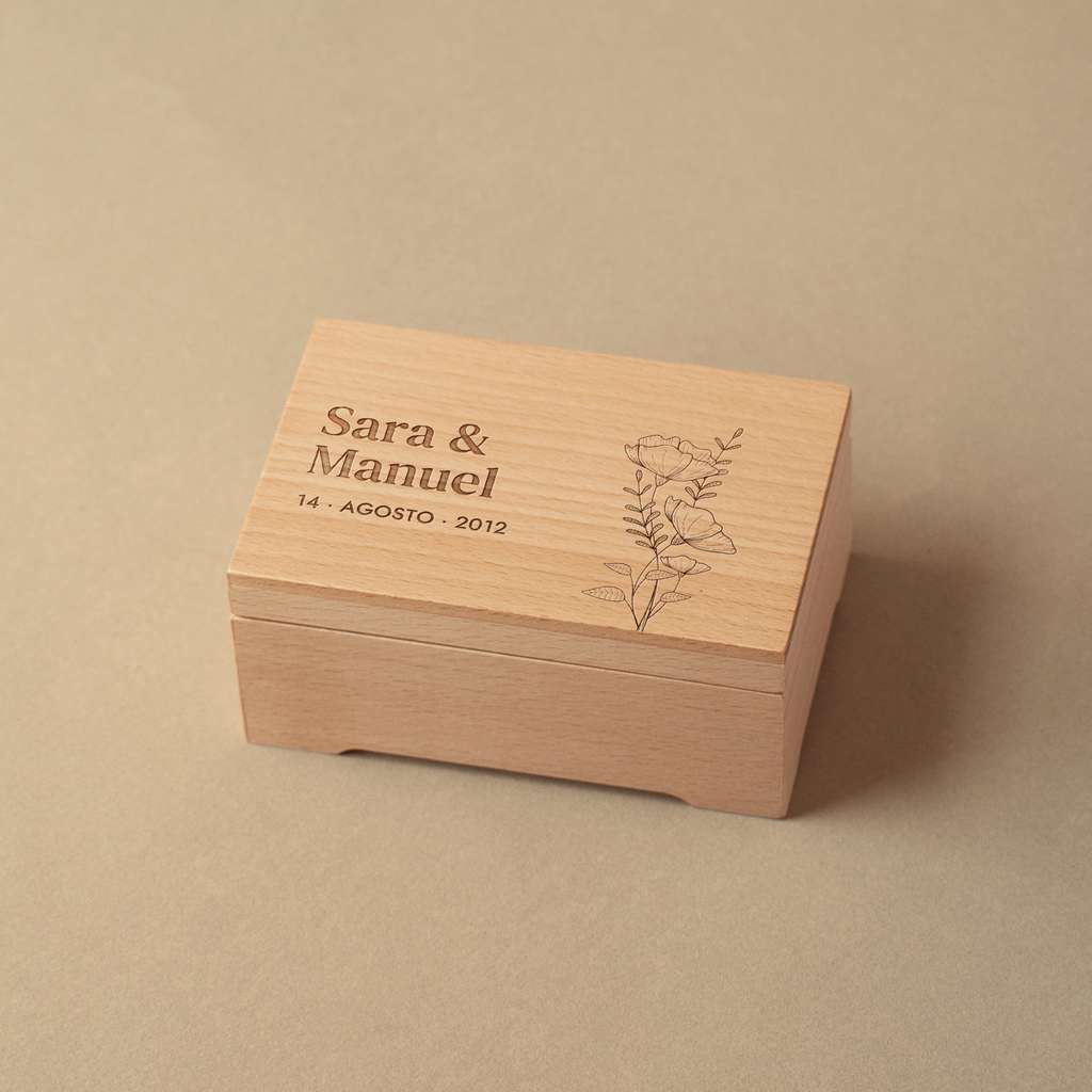 Caja musical mediana de madera de haya Marsella